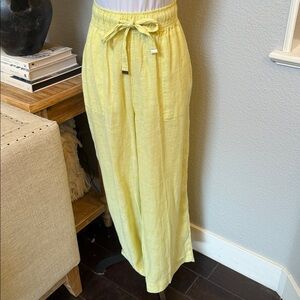 Joie Green Linen High-Rise Wide Leg Pants Coastal Boho Size Large